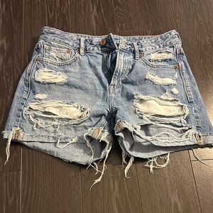 American Eagle Outfitters Light Blue Distressed Jean Shorts